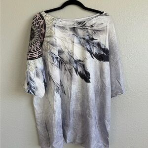 Women's Feather Print Top